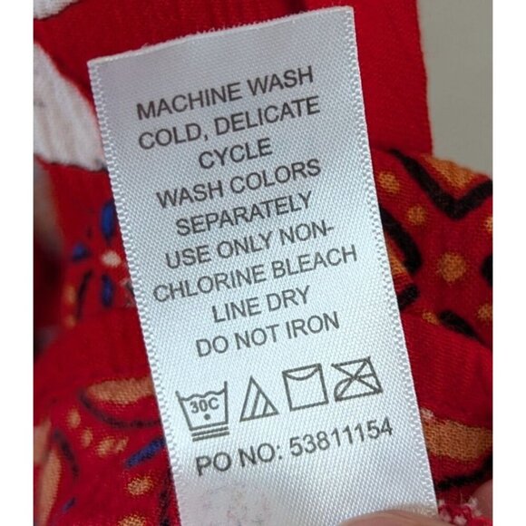 Woman Within Plus Size 34W Roll Tab Sleeve Crinkle Floral Red Shirt Dress Flowy - Picture 9 of 16